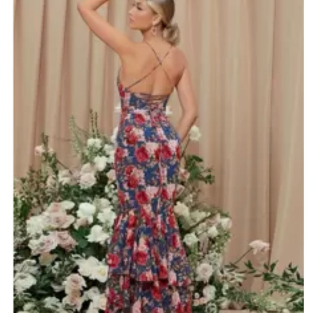 SHEIN Multicolor Floral Maxi Dress with Strappy Back